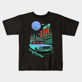 Retrowave Car Illustration Kids T-Shirt